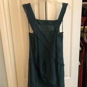 Turquoise Asymmetrical Eyelet Cotton Cocktail Dres